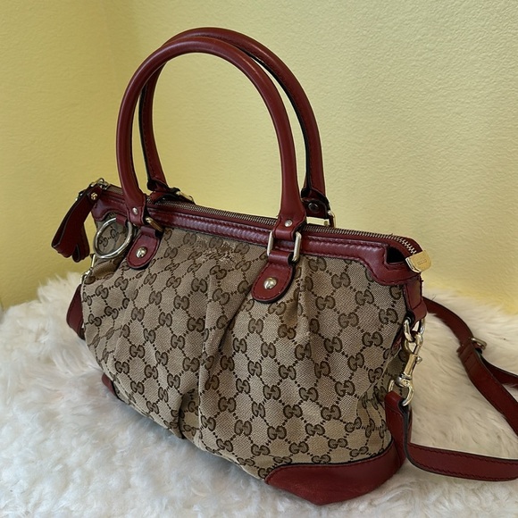 💯Authentic Gucci Canvas Brown and Red Women's Bag🍀 - Picture 9 of 15